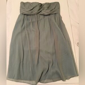 J. Crew Strapless Chiffon Dress in Sage